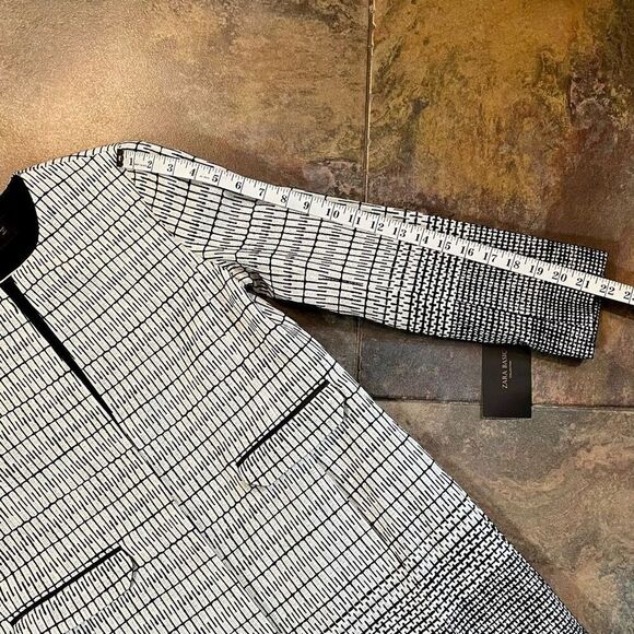 NWT Zara Basic Ombre Embro Open Front Collarless Jacket Medium - Picture 7 of 16